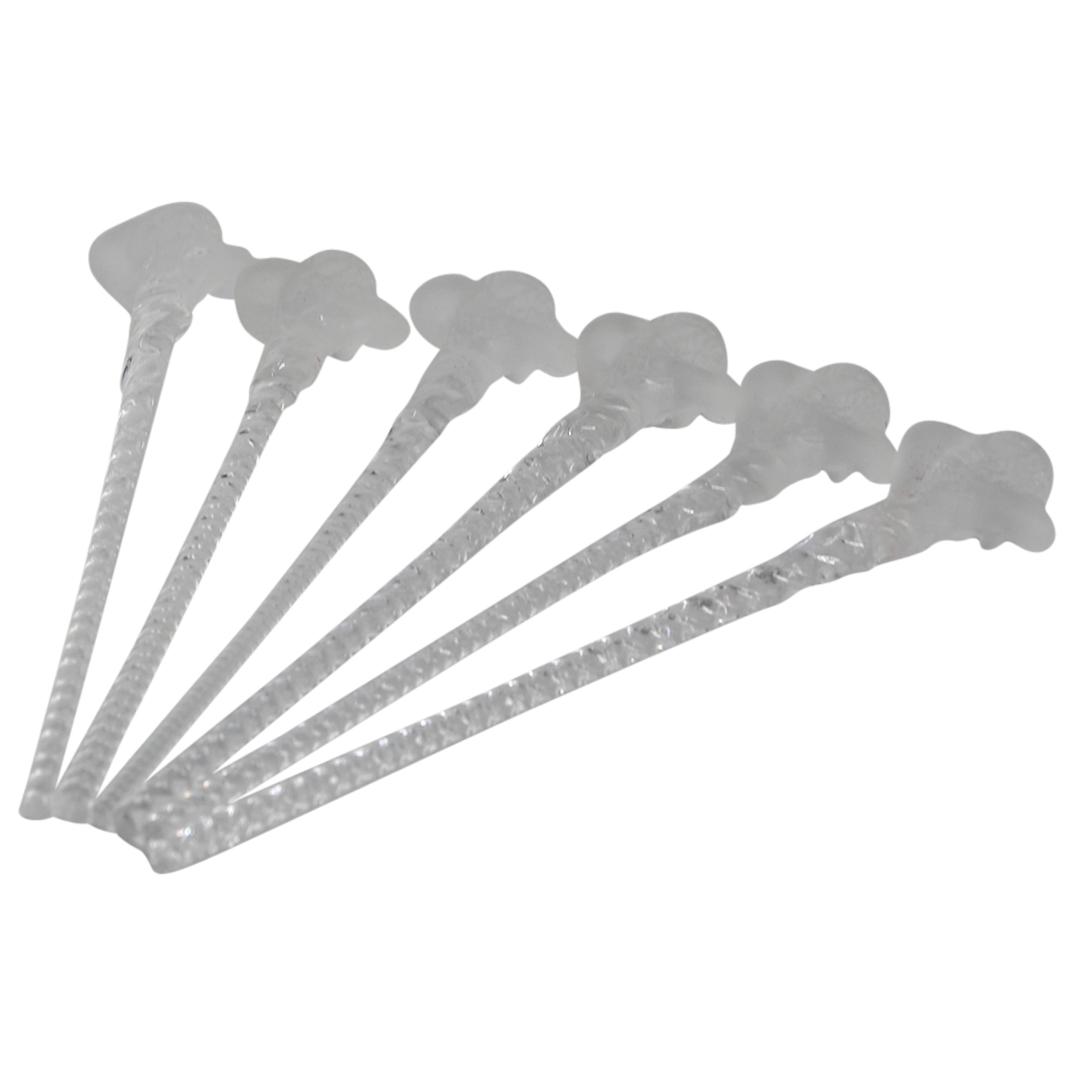 (6 Pc) Lalique Crystal "Roxane" Swizzle Sticks (1 of 5)