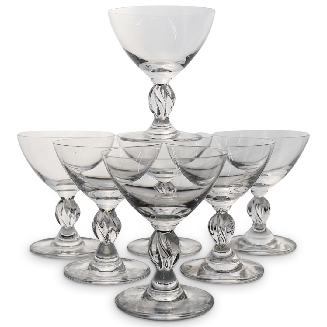 (7 Pc) Lalique Crystal "Frejus" Liquor Cocktail Glasses Set (1 of 4)