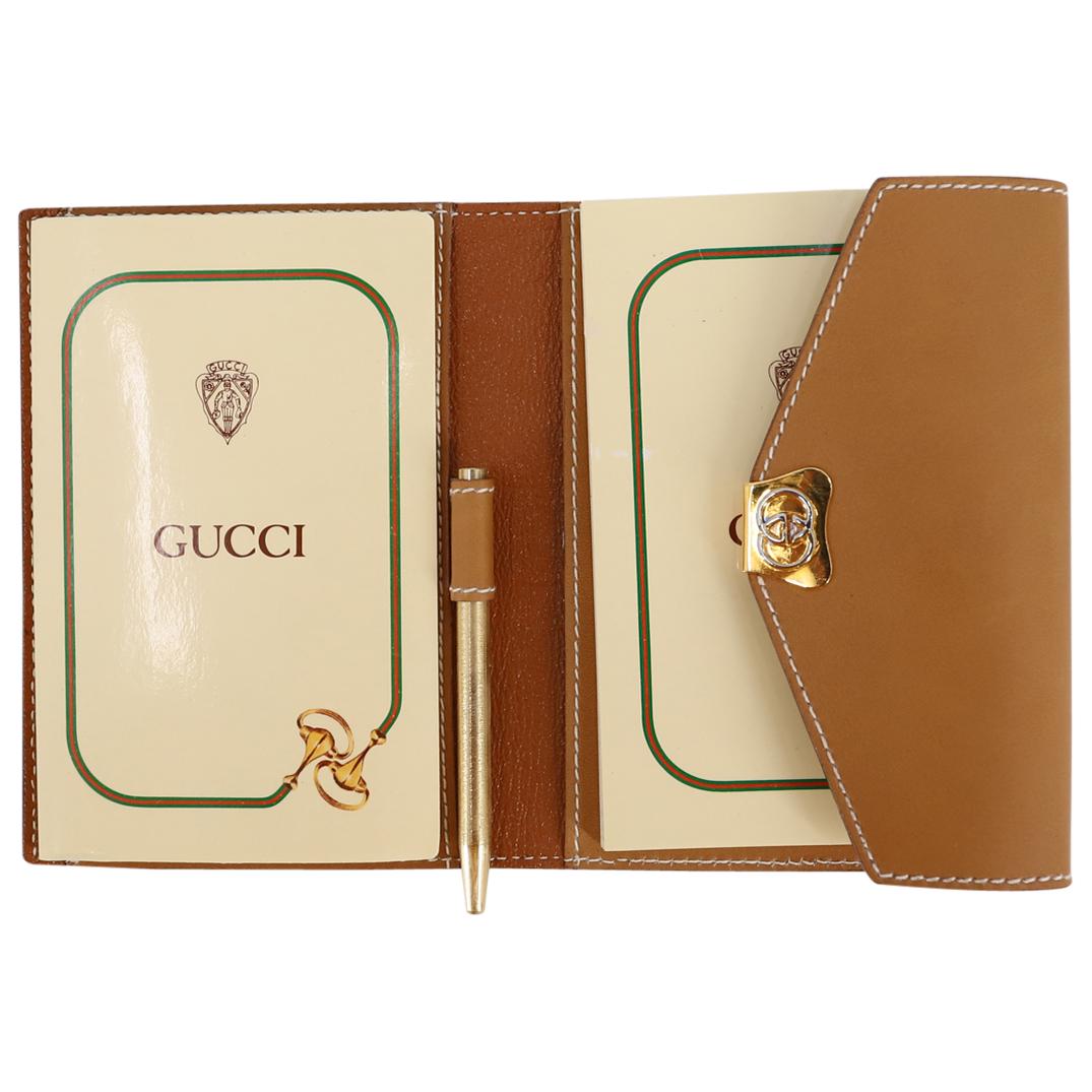 Gucci Camel Leather Small Notebook W/ Phone Agenda (1 of 5)
