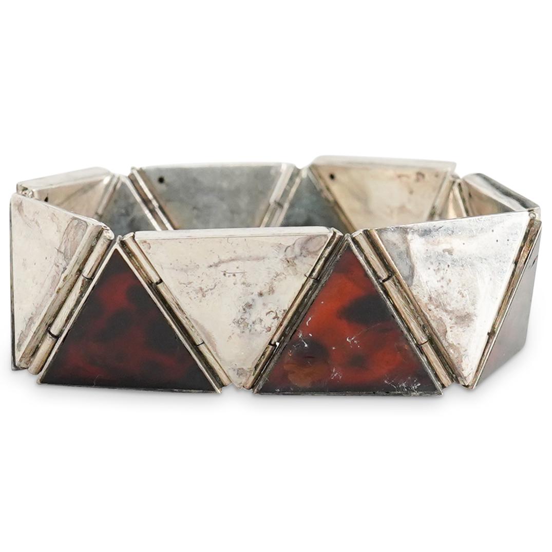 Vintage JZ Sterling Silver and Amber Bracelet (1 of 4)