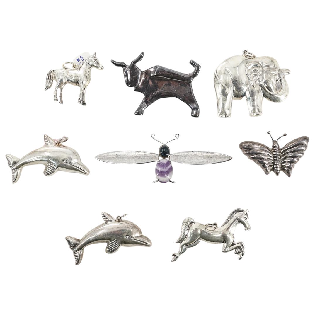 (8 Pc) Group Of Sterling Silver Animal Pendants (1 of 7)