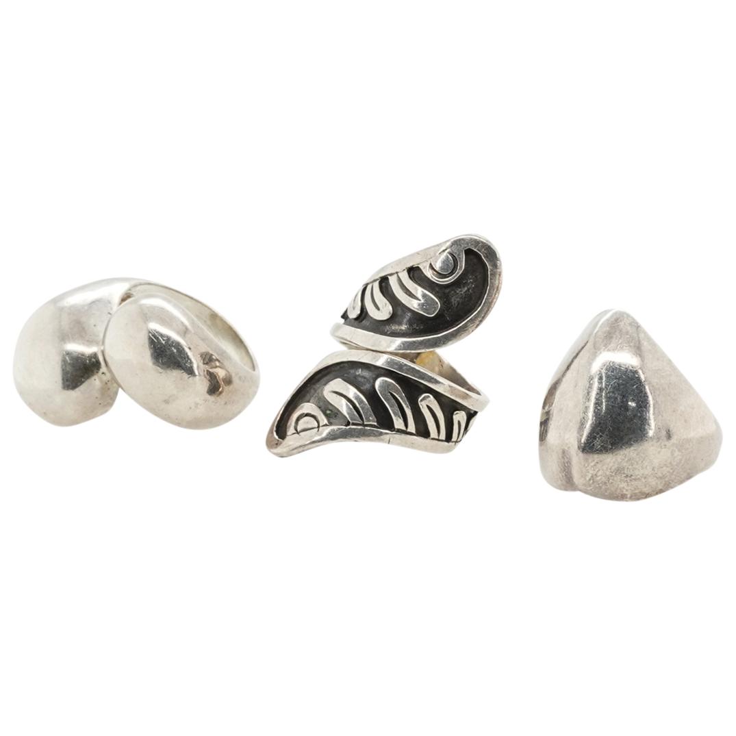 (3 Pc) Group of Vintage Sterling SIlver Rings (1 of 8)