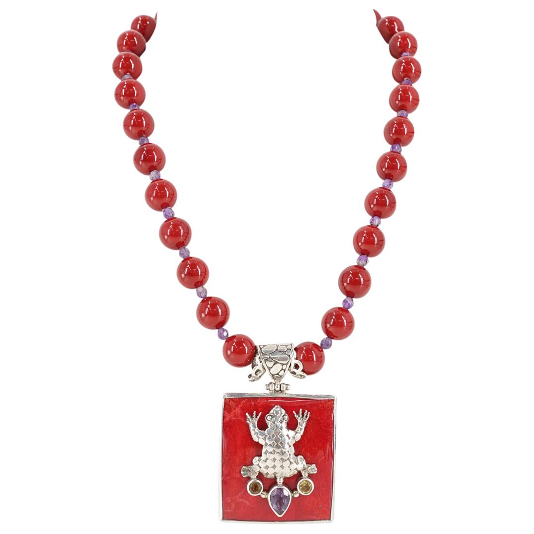 Singed Sterling Silver and Lacquered Beaded Necklace (1 of 6)