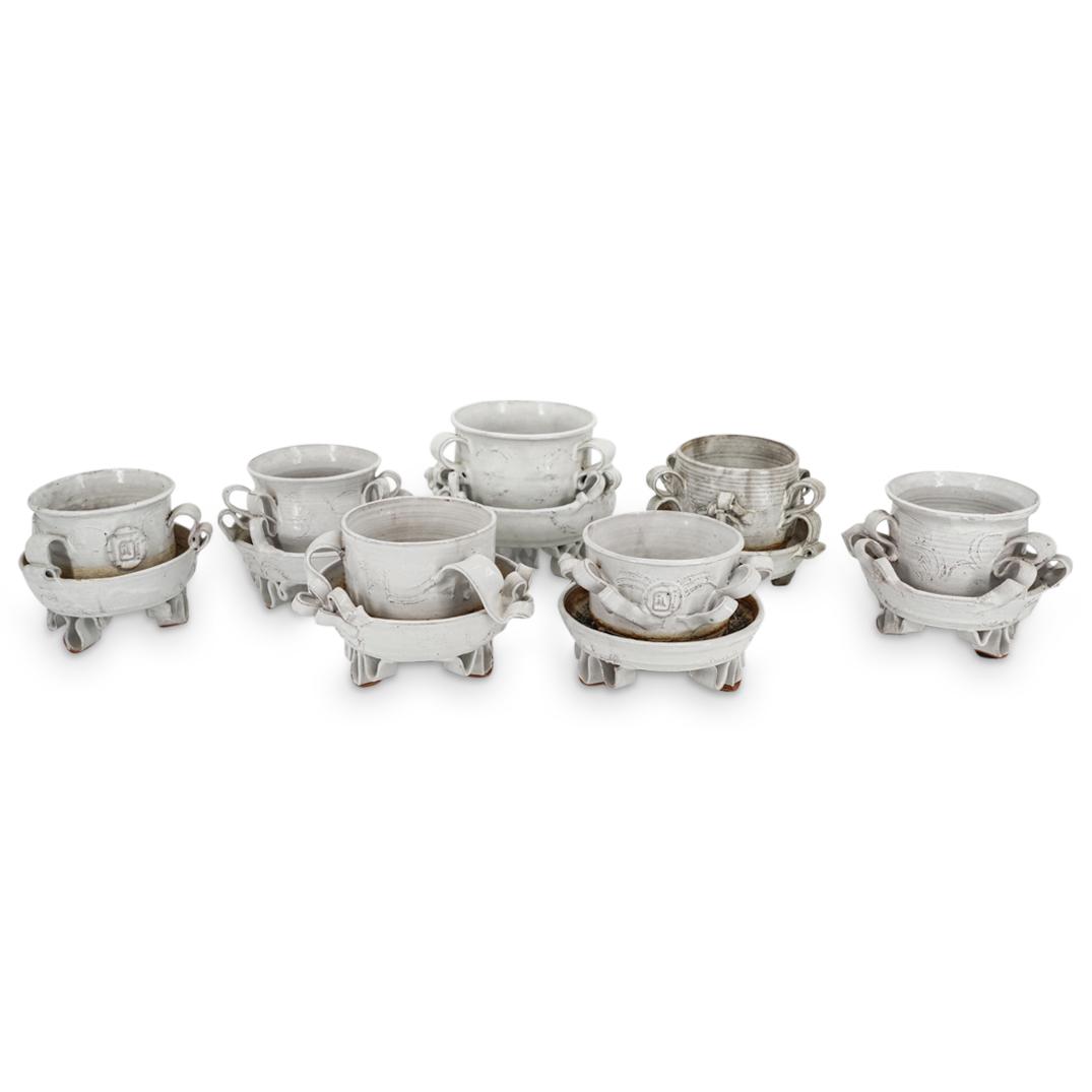 (7Pc) Stoneware Studio Pottery Footed Planters (1 of 10)