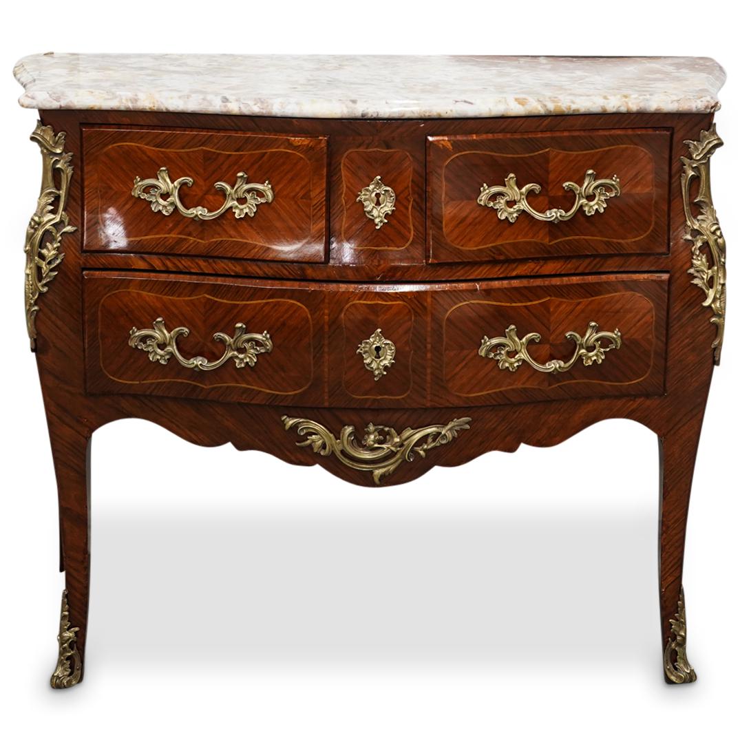 Antique Marble Top Three Drawer Wood Dresser (1 of 10)