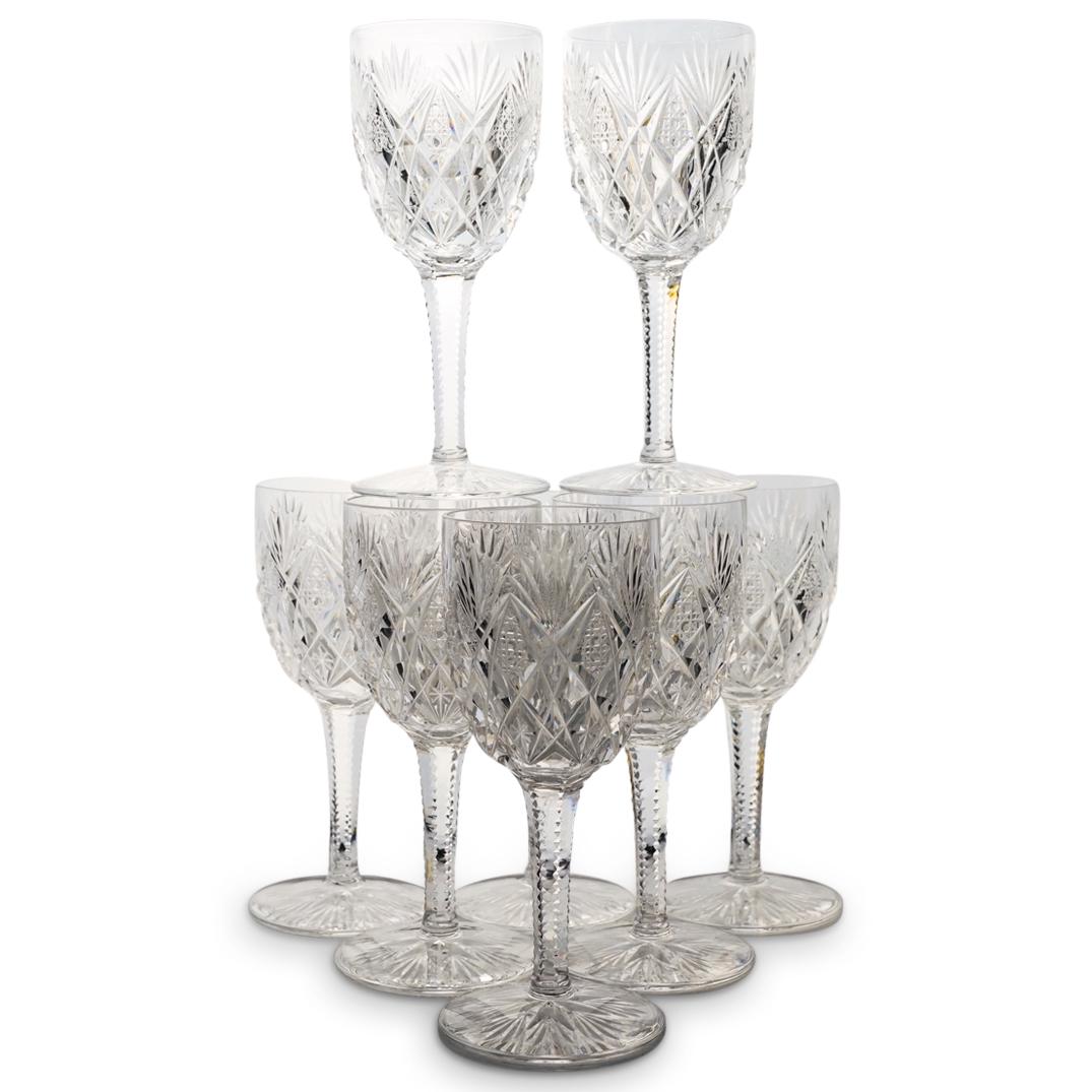 (8 Pc) St Louis "Florence" (Pineapple Cut) Burgundy Wine Glasses: DESCRIPTION: (8 Pc) St Louis crystal "Florence" (Pineapple Cut) Burgundy wine glasses set. This set includes a total of eight (8) glasses. Discontinued pattern (1903 - 2003). CIRCA: 20th Century ORIGI