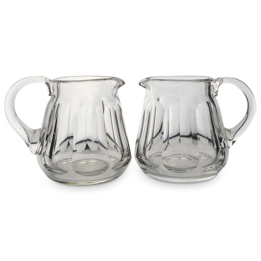 (2 Pc) Pair Of Baccarat Crystal "Tallyrand" Handled Pitchers (1 of 4)