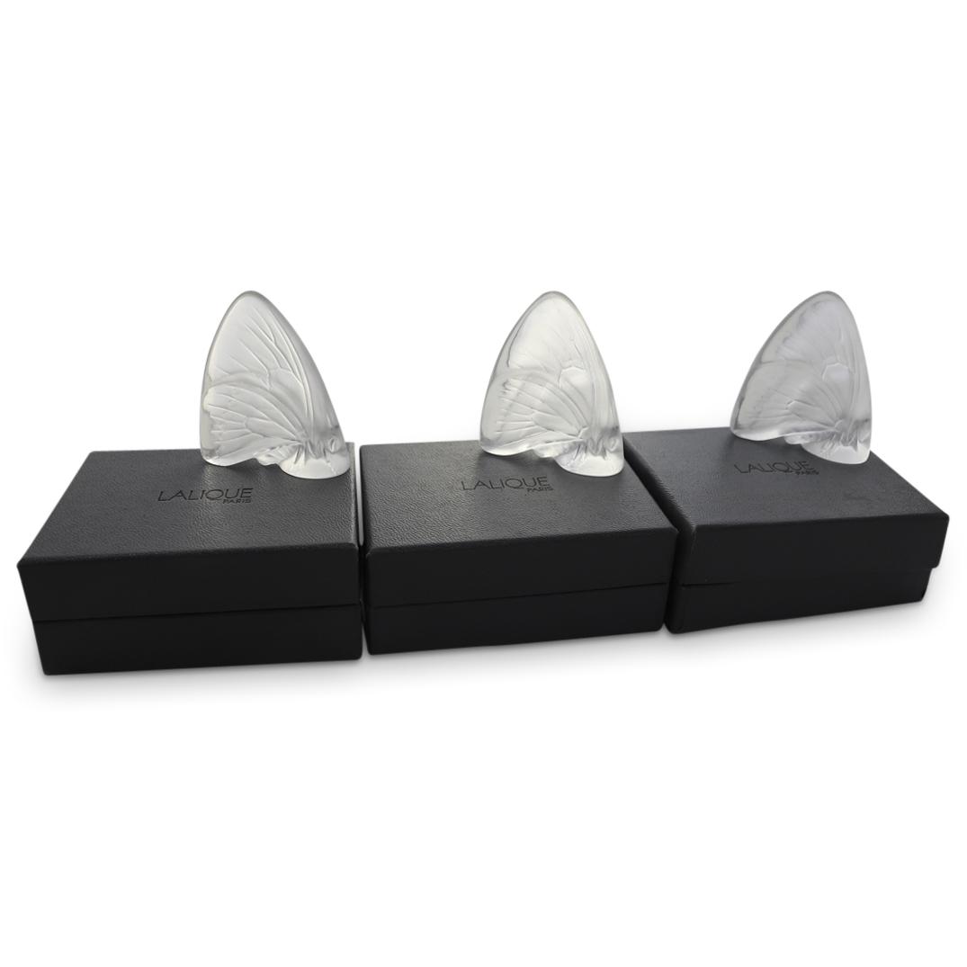 (3 Pc) Lalique Grand Nacre Butterfly Crystal Figurines (1 of 5)