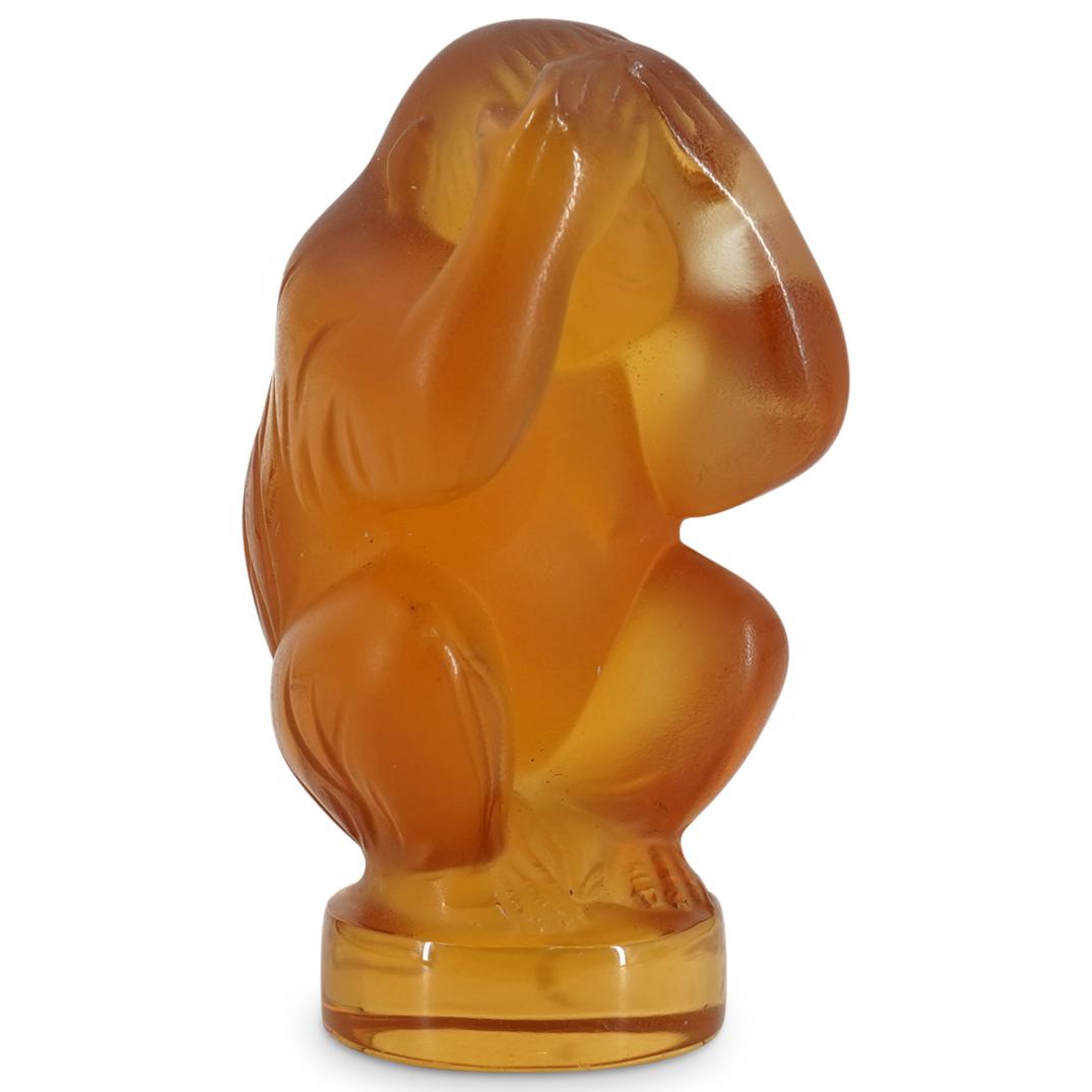 Lalique Crystal Amber "Wise Monkey" Figurine (1 of 4)