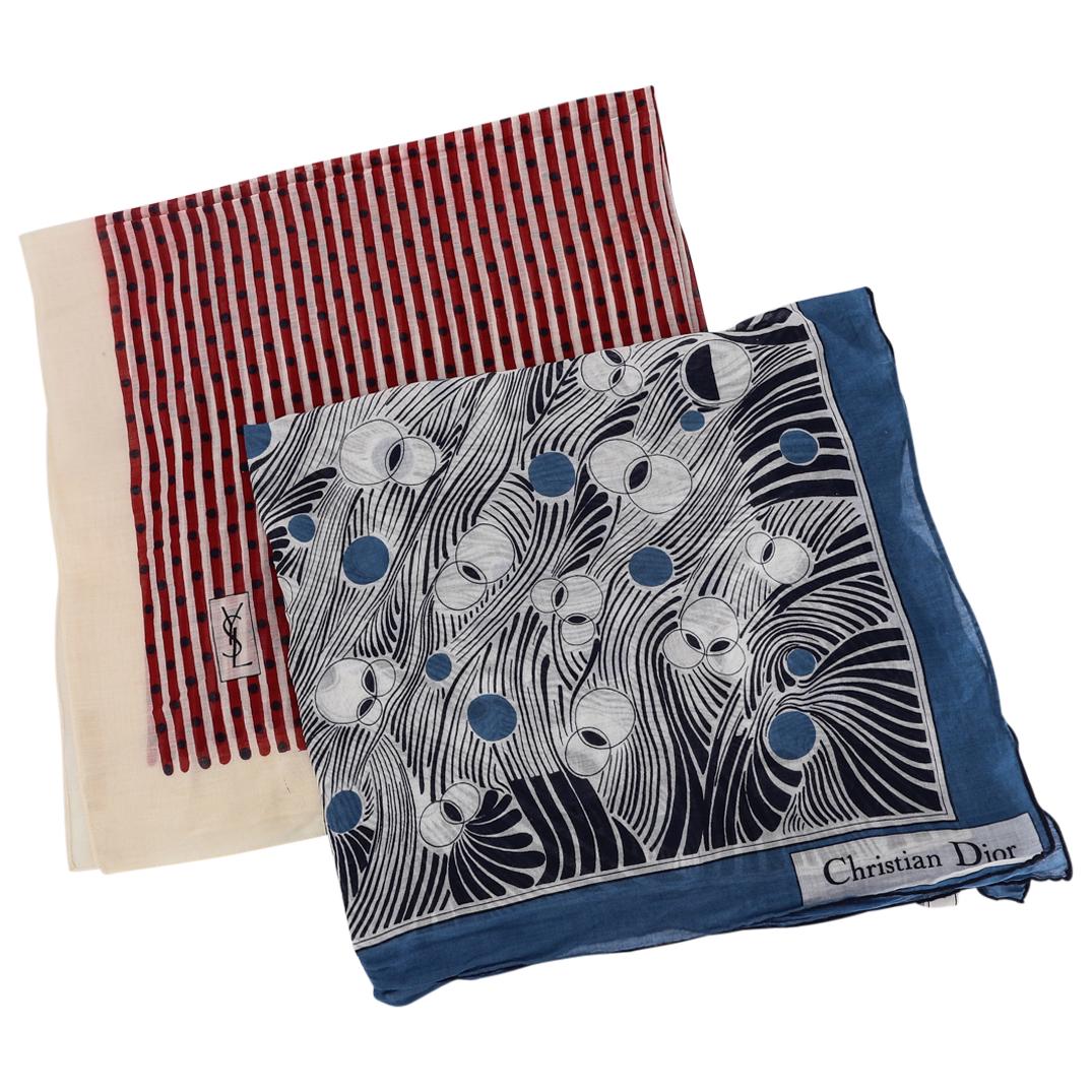 (2 Pc) Yves Saint Laurent & Dior Cotton Scarves Set (1 of 8)