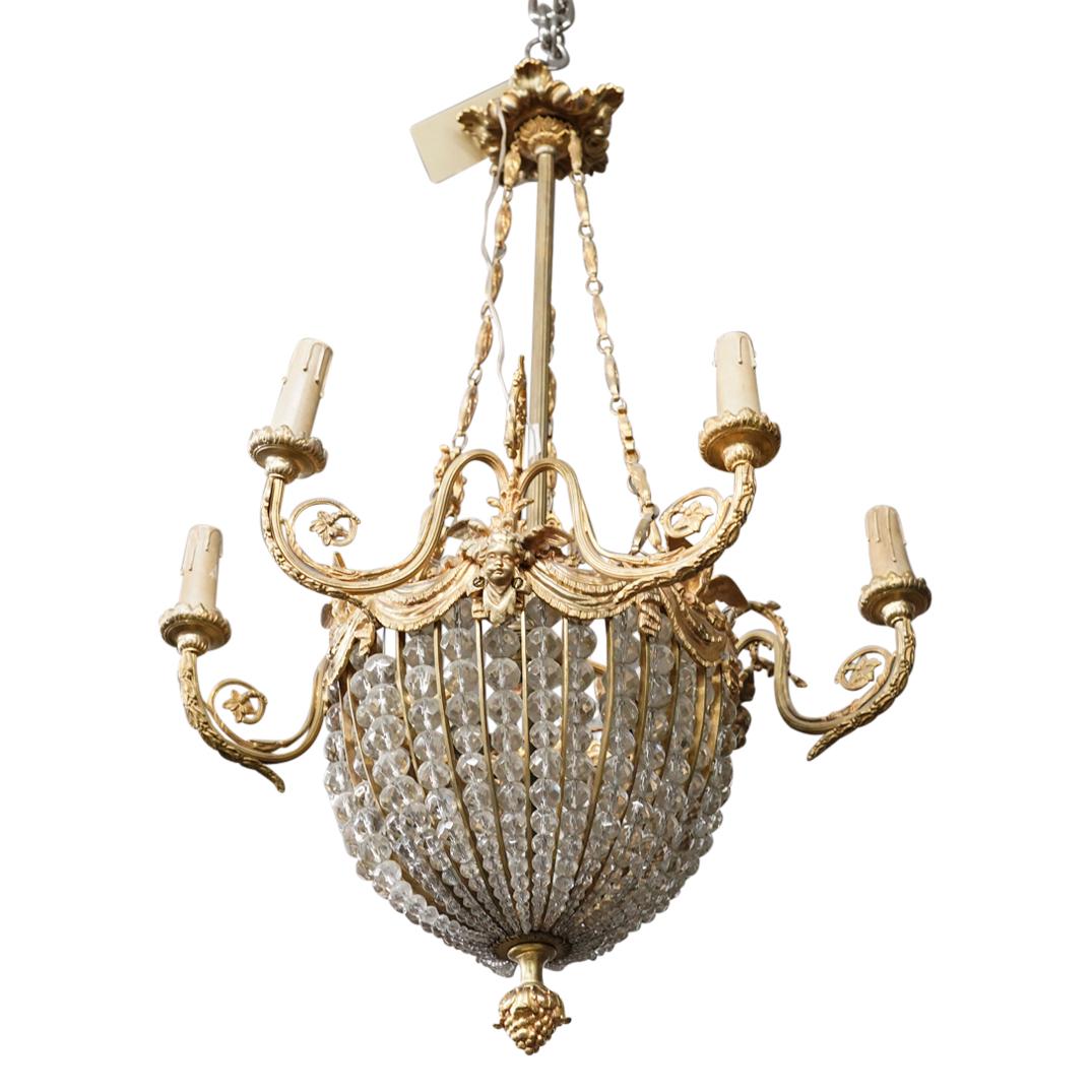 Antique French Empire Style Crystal Basket Chandelier (1 of 5)