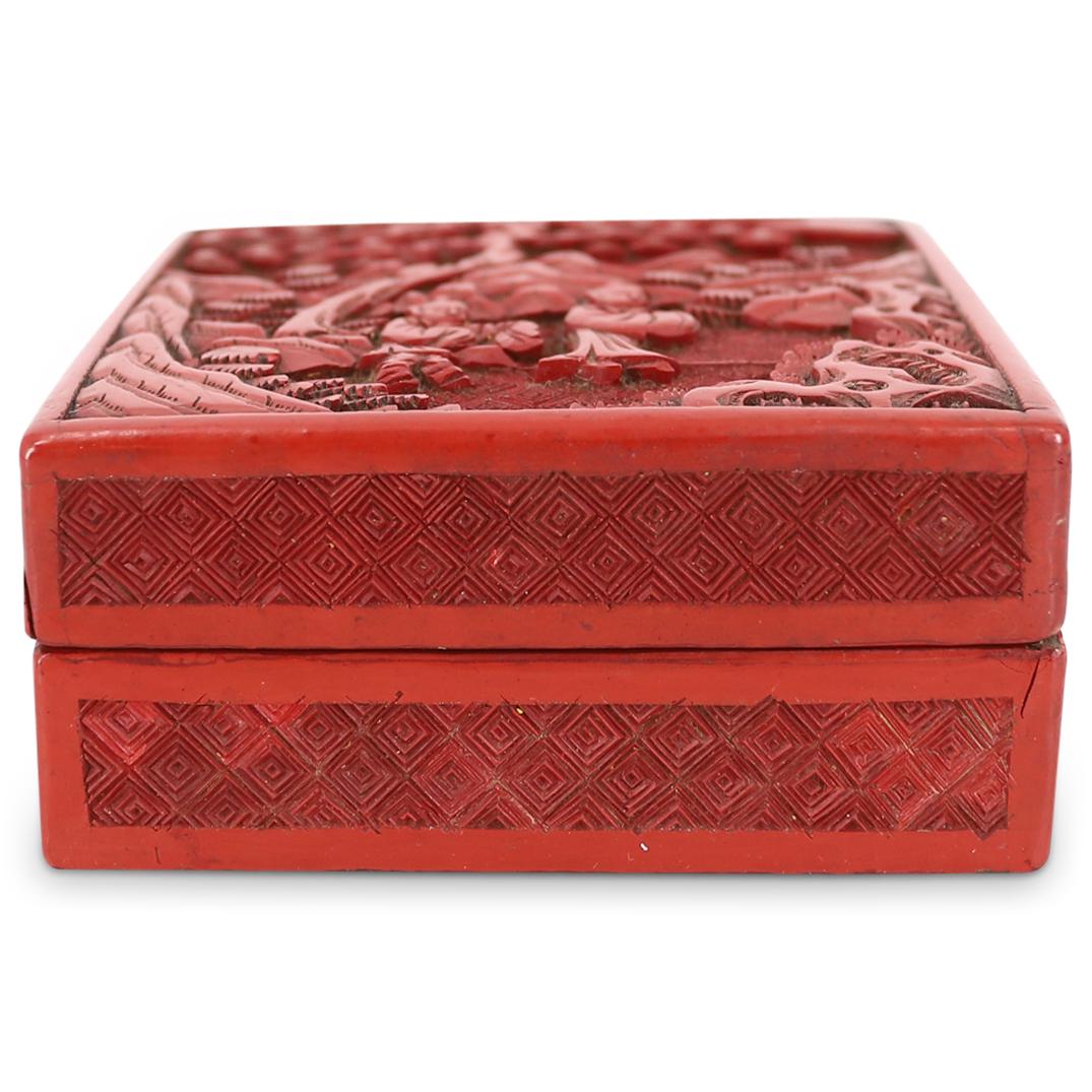 Antique Cinnabar And Lacquer Travelers Square Box (1 of 4)
