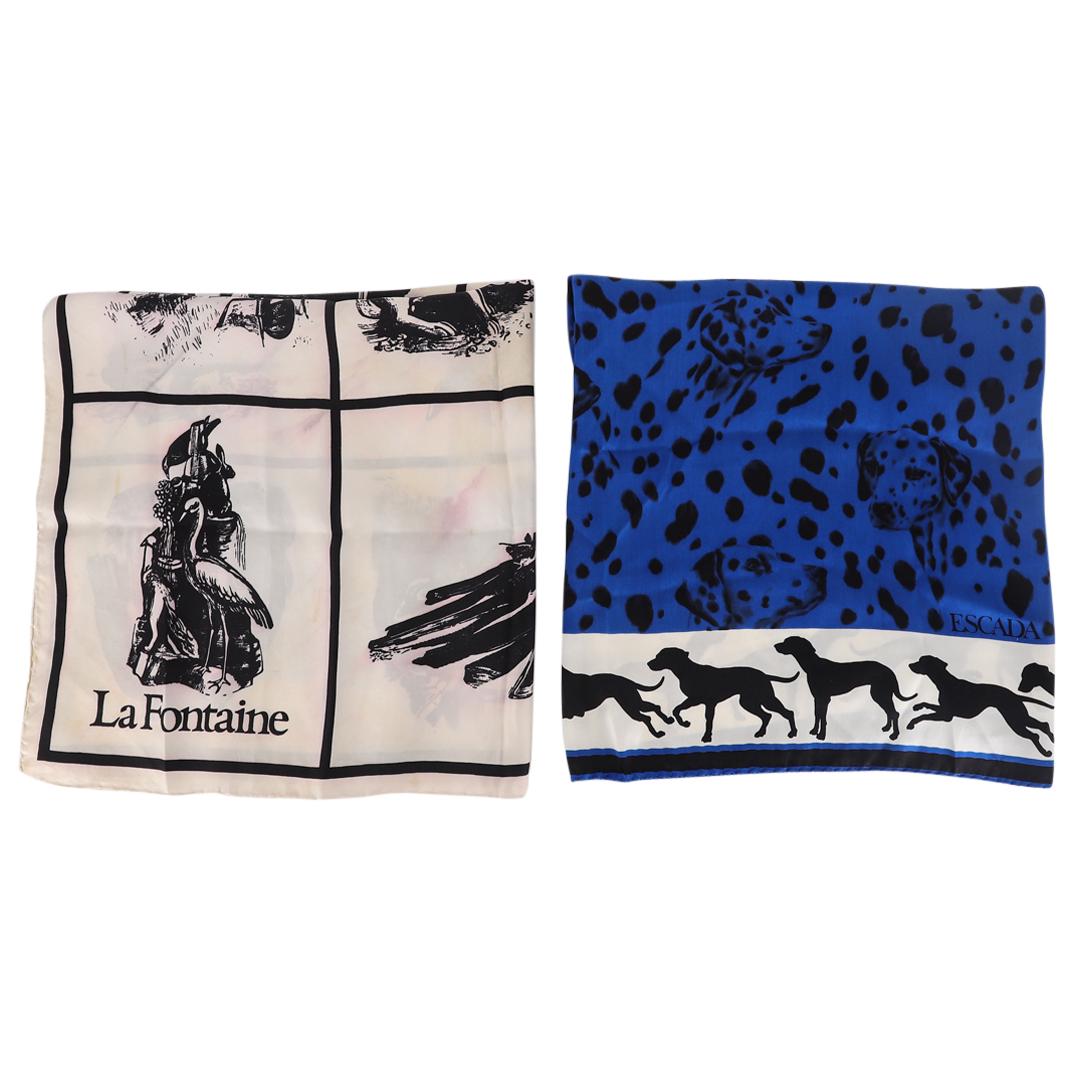 (2 Pc) Escada & Richard Allan "La Fontaine" Silk Scarves Set (1 of 11)