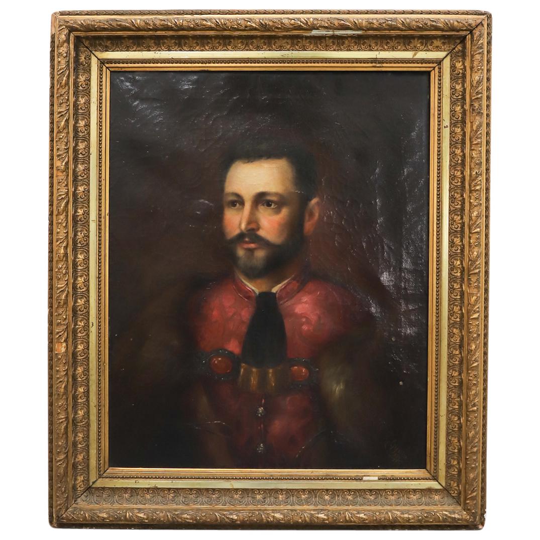 Antique Gyula Jelzessel Portrait Oil Painting on Canvas (1 of 5)