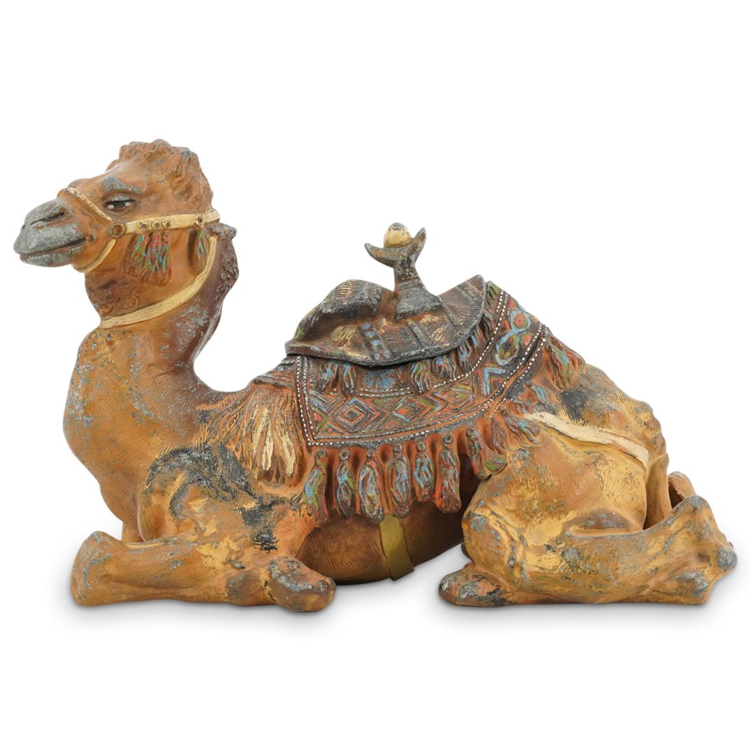 Viennese Cold Painted Pewter Camel Inkwell (1 of 7)