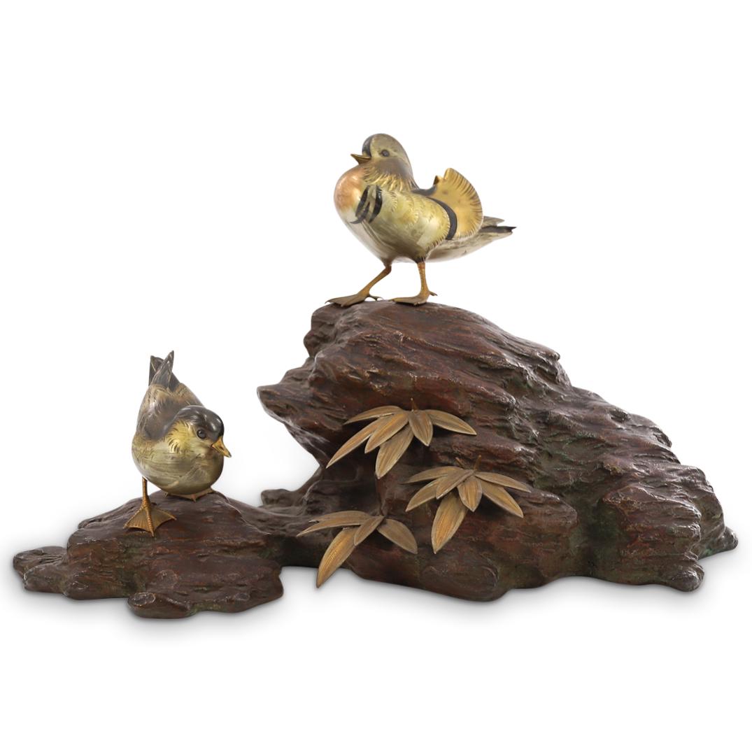 Meiji Japanese Gilt & Silvered Bronze Duckling Sculpture (1 of 6)