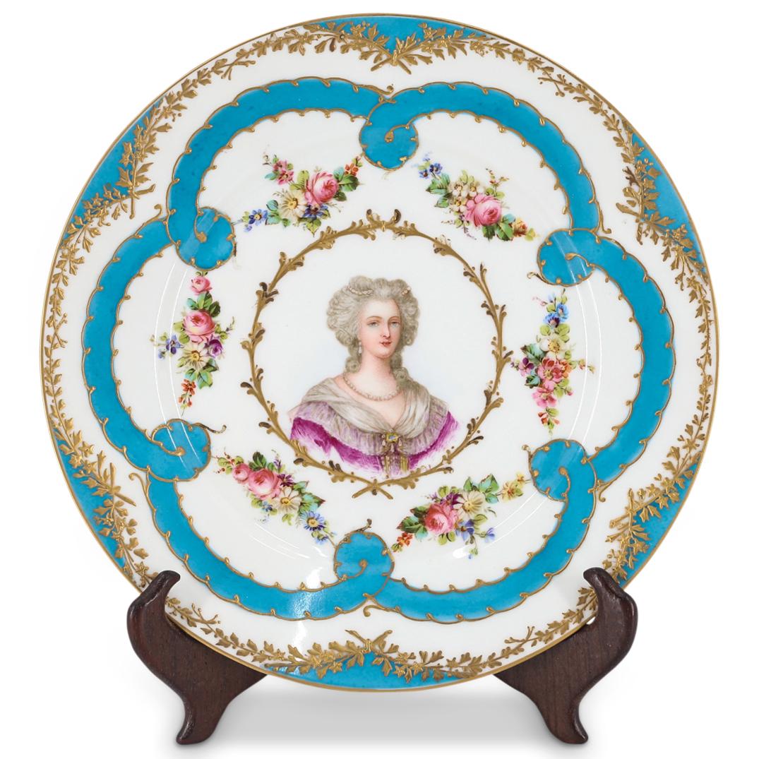 Antique Sevres Porcelain Marie Antoinette Portrait Cabinet Plate (1 of 4)