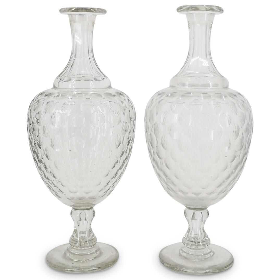 Pair of Large Probably Baccarat Cut Crystal Urns (1 of 4)