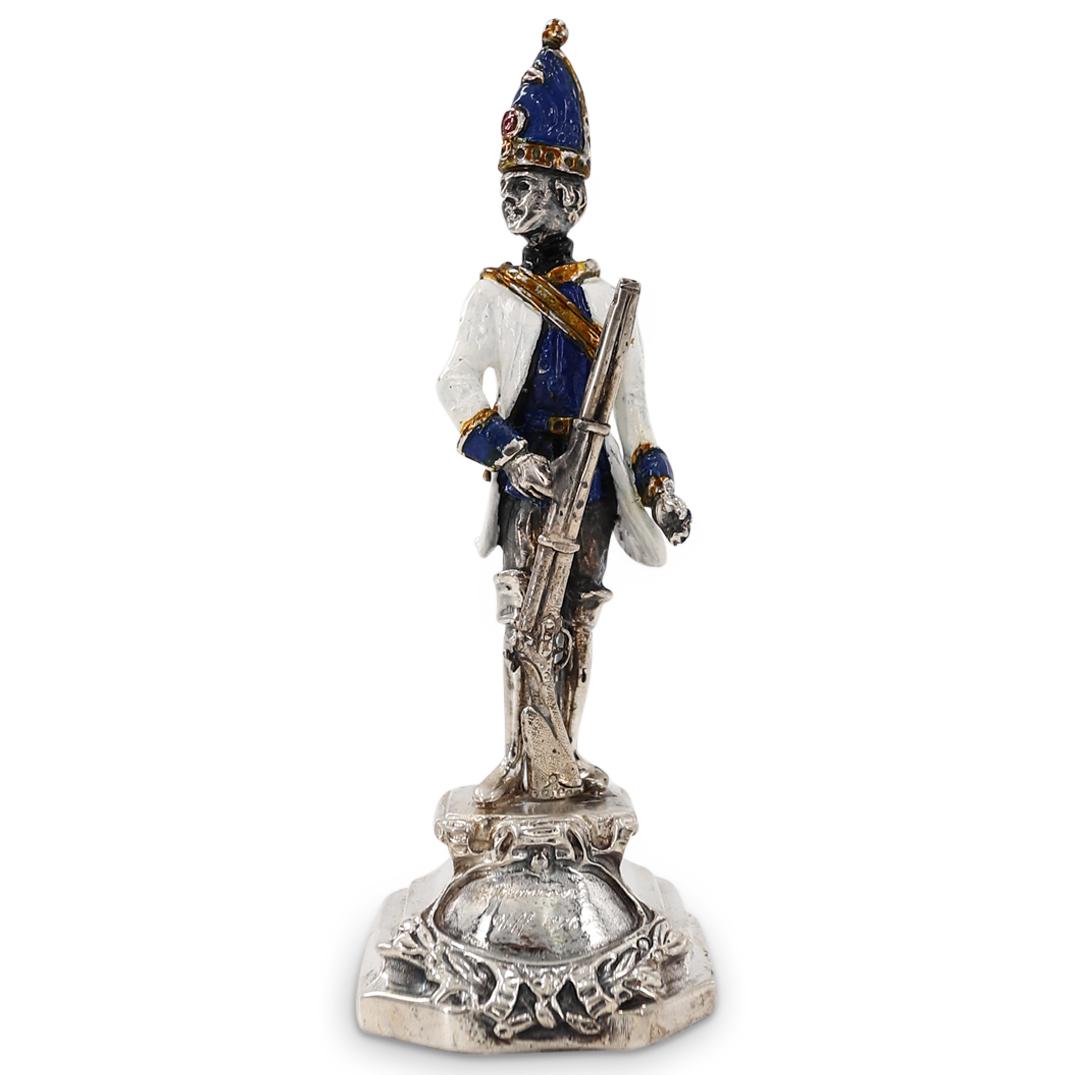 Italian 800 Silver & Enamel Military Figure (1 of 4)