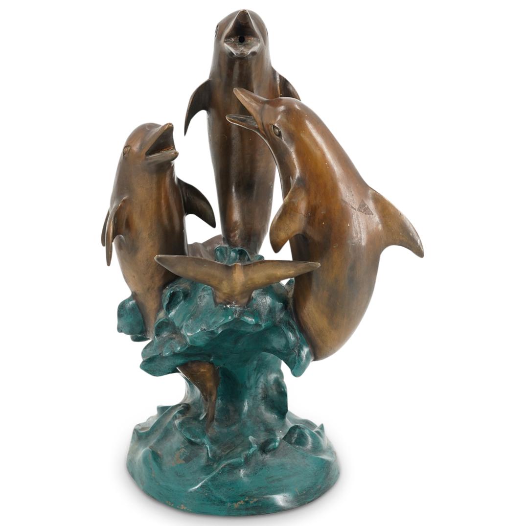 Vintage Metal Leaping Dolphin Fountain Sculpture (1 of 9)