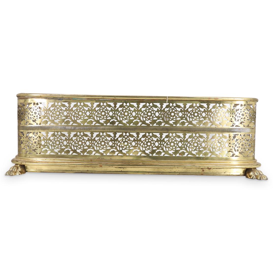 Antique European Brass & Copper Hearth Fender (1 of 4)