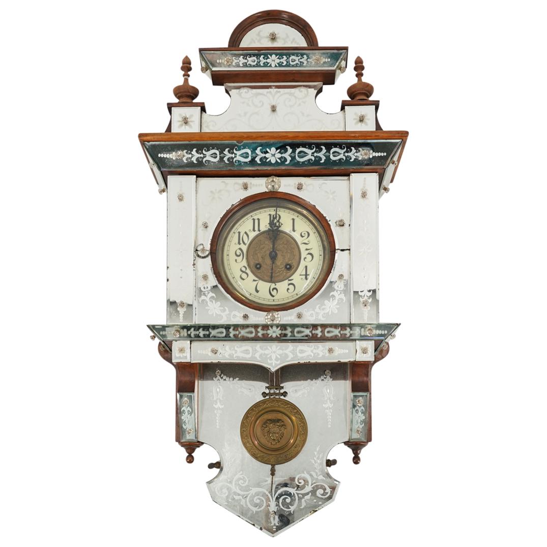 Antique German Mirrored Wall Clock (1 of 10)