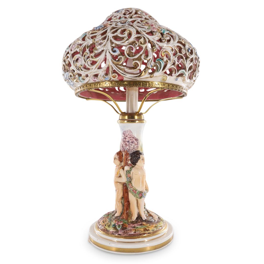 Vintage Capodimonte Reticulated Porcelain Lamp (1 of 9)