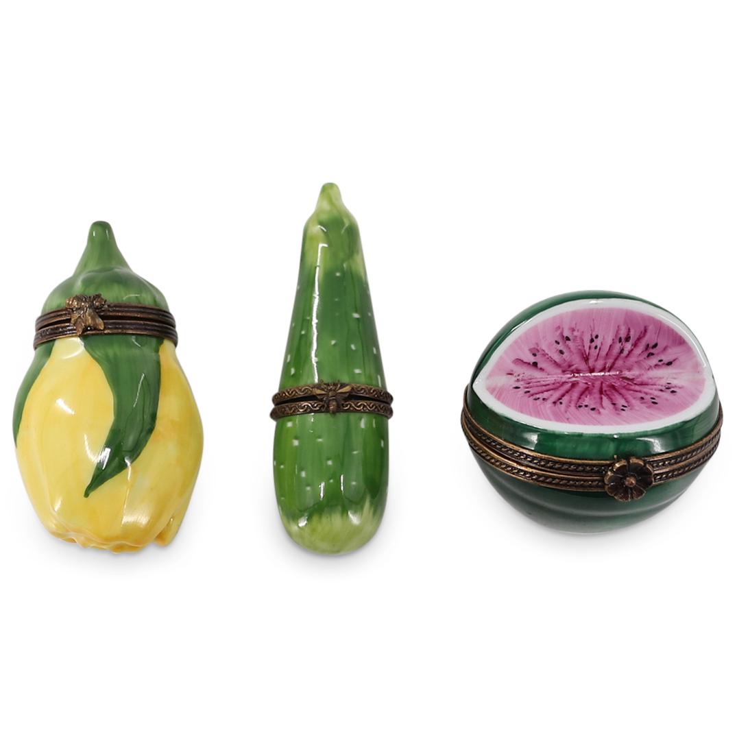 (3 Pc) Limoges Porcelain Fruit And Rose Pill Boxes (1 of 11)