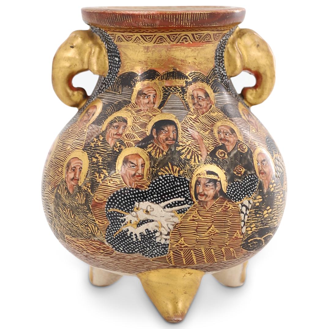 Antique Satsuma Vase With Gilt Accents (1 of 4)