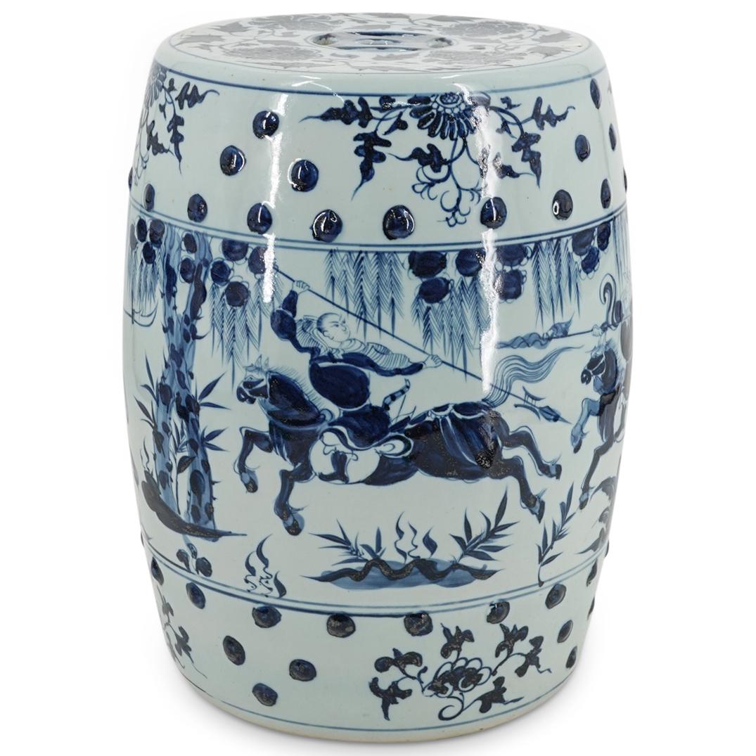 Vintage Chinese Blue And White Porcelain Garden Drum Stool (1 of 7)