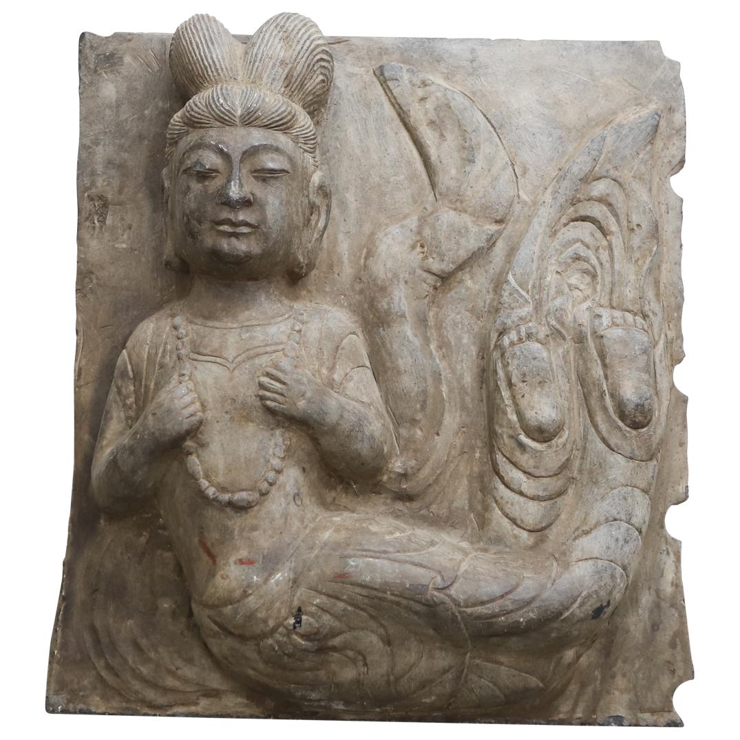 Antique Southeast Asian Figural Carved Stone Tile (1 of 5)