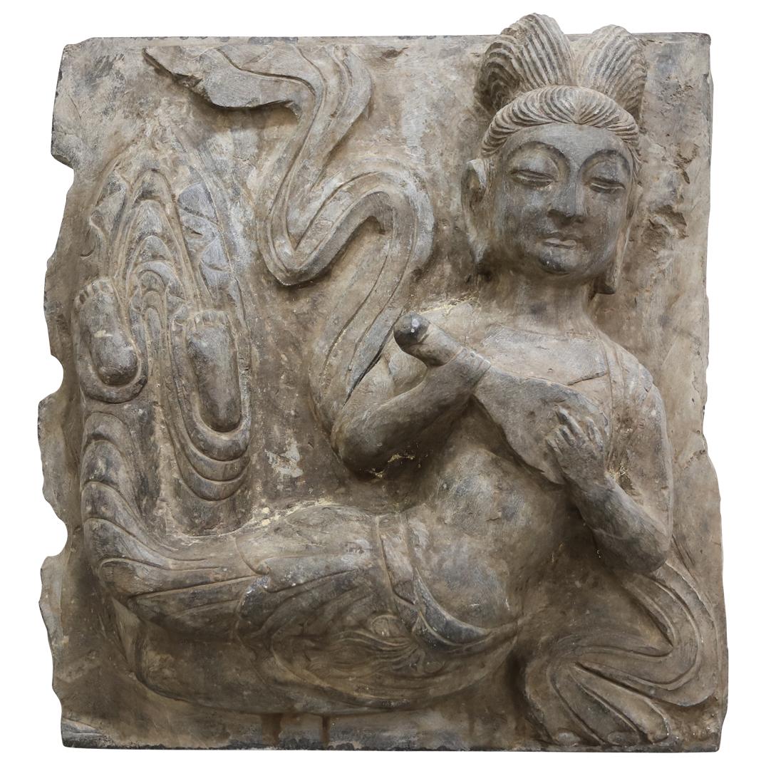 Antique Southeast Asian Figural Carved Stone Tile (1 of 5)