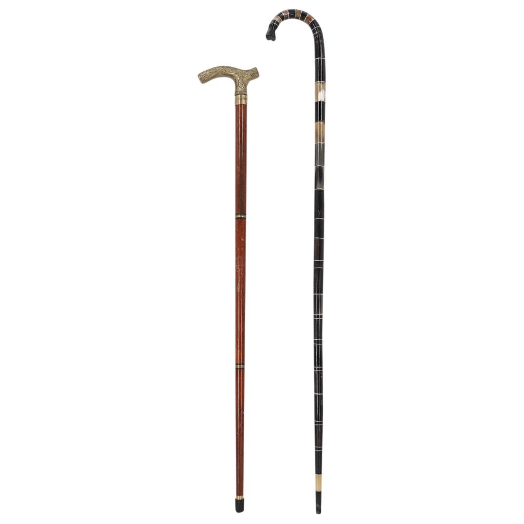 (2 Pc) Bronze Handled And Horn Walking Canes (1 of 7)