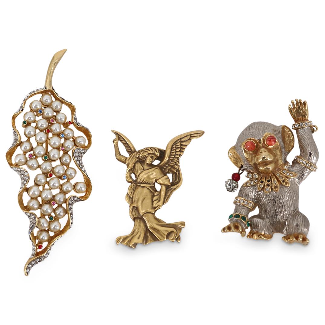 (3 Pc) Assorted Pin Brooches Costume Jewelry Grouping Set (1 of 7)