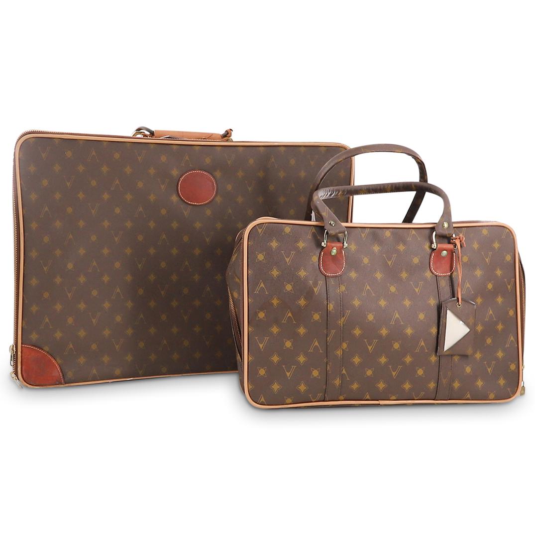 (2 Pc) Vintage Vespucci Monogrammed Luggage Set (1 of 16)