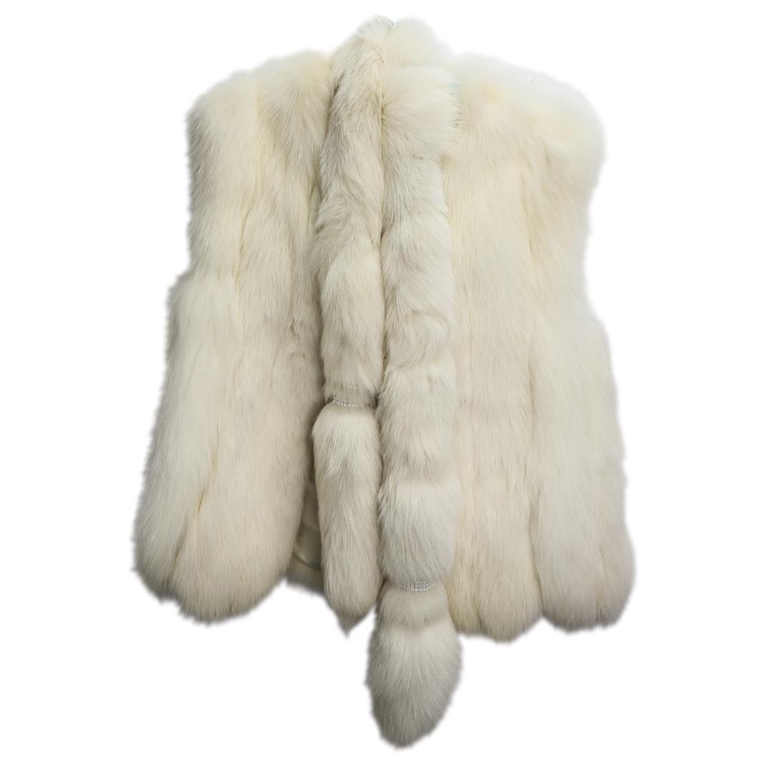 (2 Pc) Vintage White Fox Fur Vest W/ Boa Scarf (1 of 5)