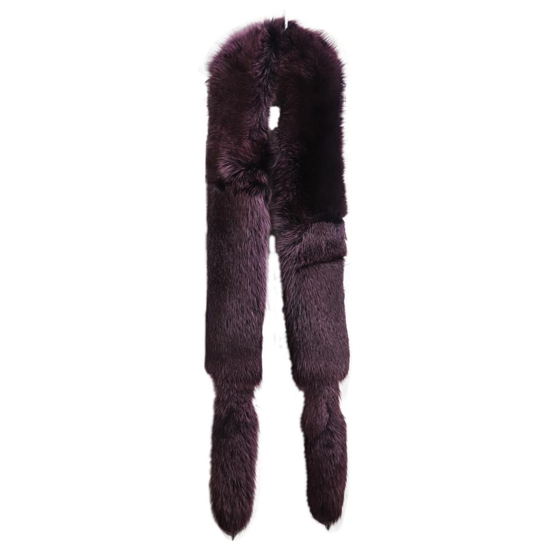 Purple Fox Fur Boa Stole W/ Tails (1 of 3)