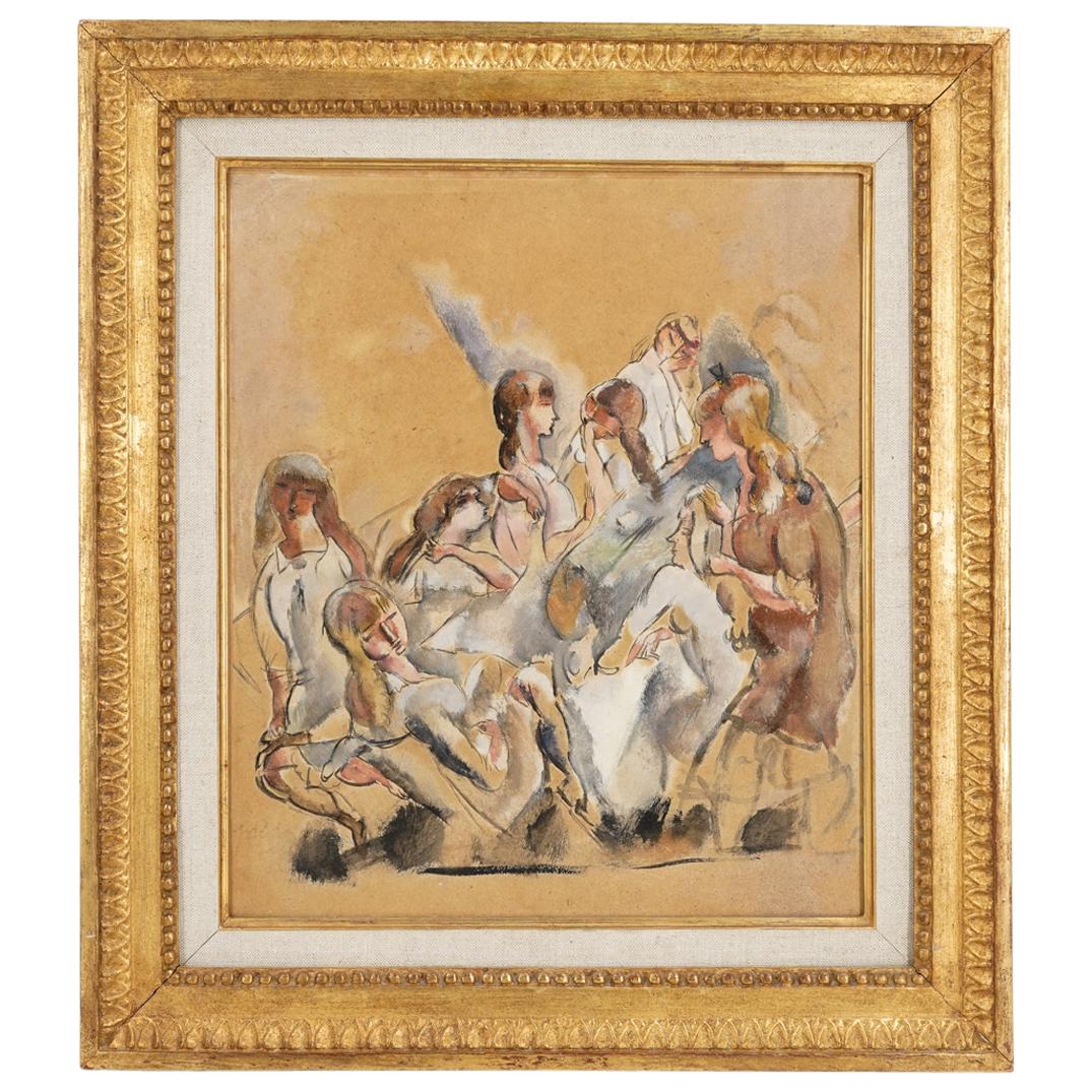 Jules Pascin (1885-1930) "Reunion Feminine" Oil on Canvas Painting (1 of 12)