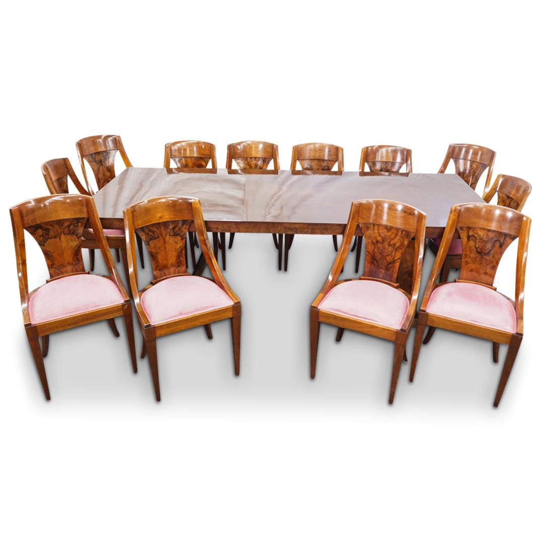 (13Pc) Jules Leleu Attrib. Art Deco Dining Table & Chair Set (1 of 18)