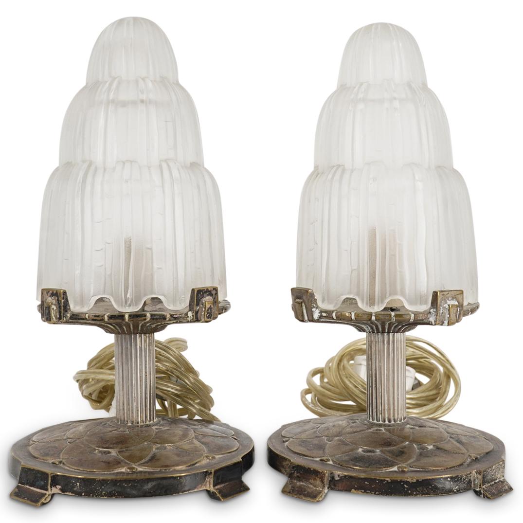 Pair of Marius Sabino Art Deco "Water Fountain" Lamps (1 of 7)