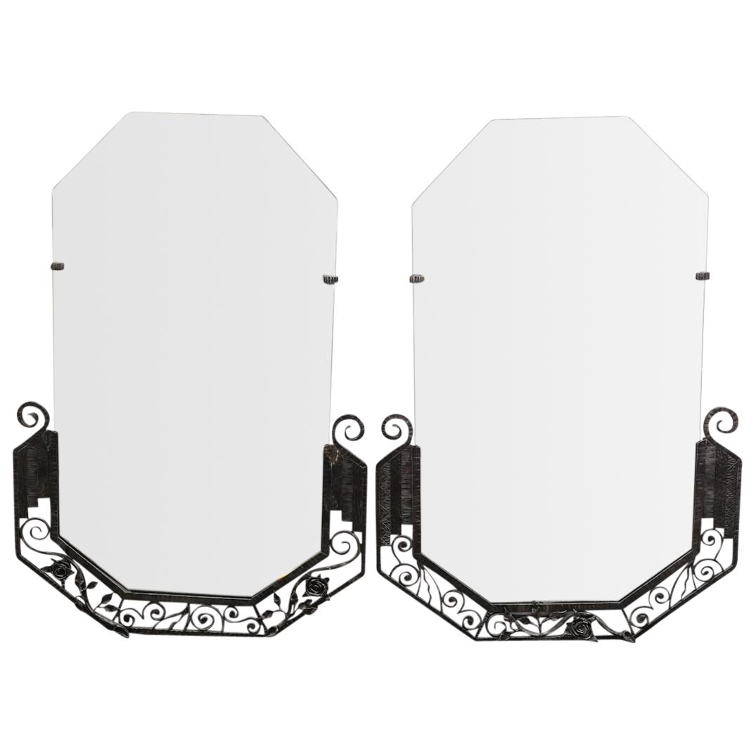 Pair of Art Deco Patinated Iron Wall Mirrors (1 of 8)