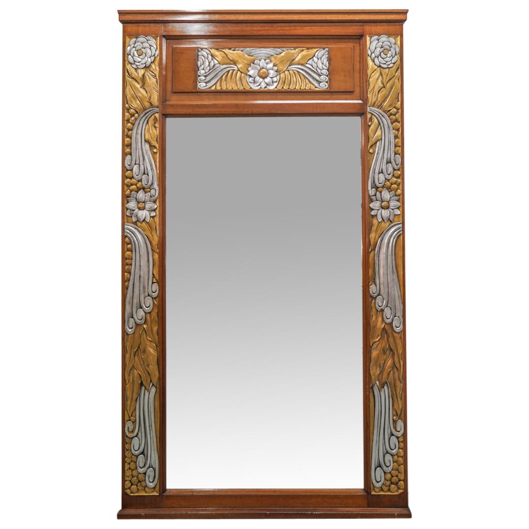 Art Deco Style Silver & Gilt Carved Floor Mirror (1 of 6)