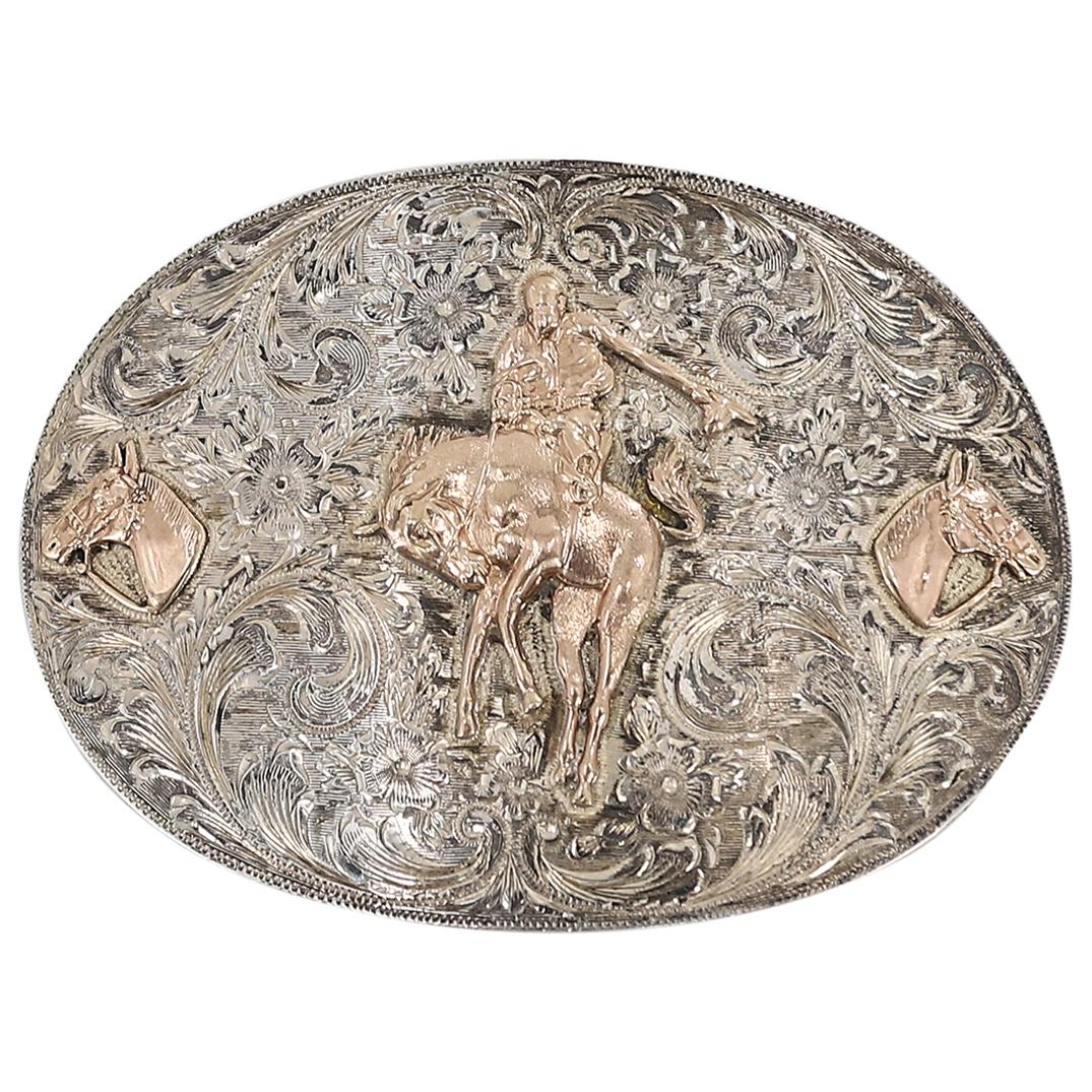 Antique John McCabe Sterling & 10k Gold Rodeo Belt Buckle (1 of 2)