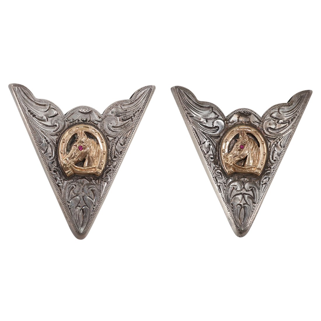 Pair of John McCabe Sterling & 10k Gold Collar Tips (1 of 3)