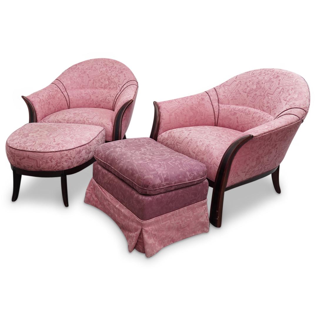 Pair of French Art Deco Arm Chairs w/ Ottomans (1 of 10)