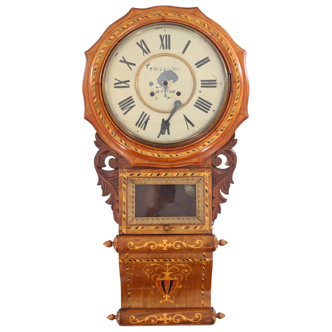T. Fattorini Wall Clock In Wooden Marquetry Case (1 of 8)