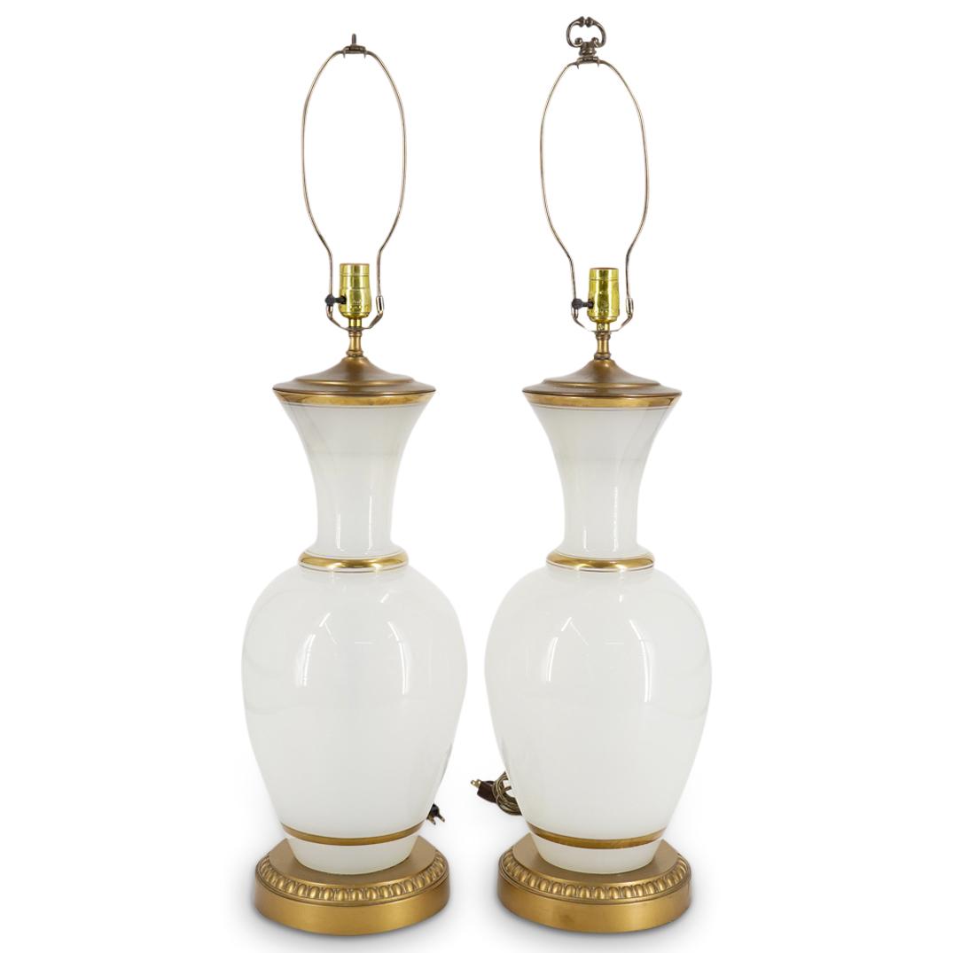 Pair Of French Opaline Glass And Bronze Table Lamps (1 of 7)