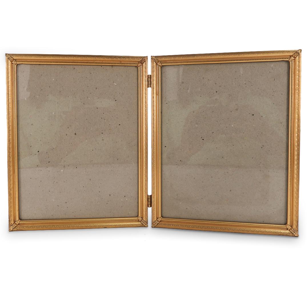 Antique French Gilt Brass Twin Slot Picture Frame (1 of 3)