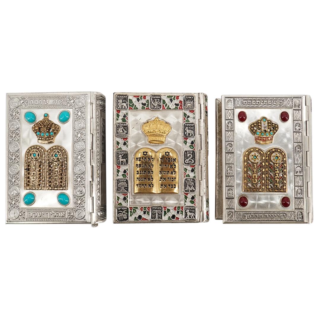 (3 Pc) Israeli Silver Plated Jewish Prayer Books (1 of 12)