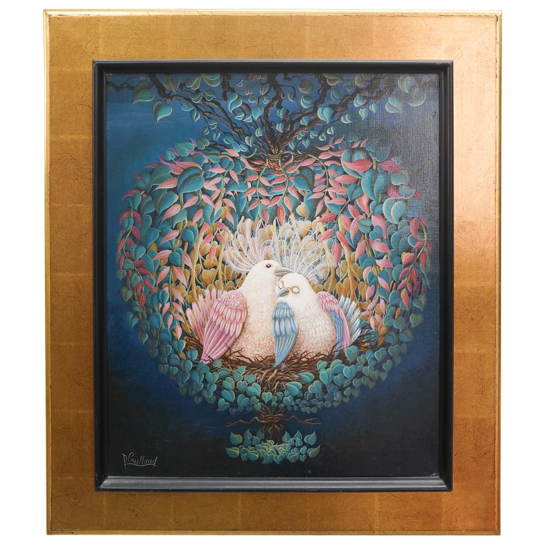 Pierre Guillaud (French, 1914-2012) "Embrassez Moi" Gouache on Canvas Painting (1 of 4)